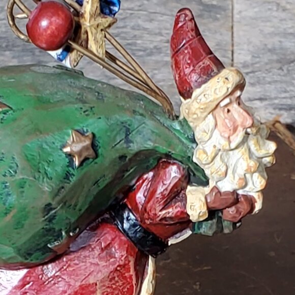 Old World Santa - Stocking Holder - Green bag with Stars - Candy Cane & Choco - Picture 2 of 5